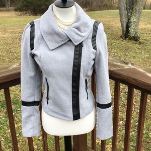 Yoki gray jacket w faux leather detailing size S